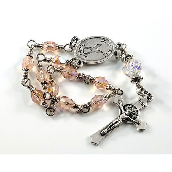 St. Agatha One Decade Rosary, Fighting Breast Cancer Rosary, Handmade Rosary - Picture 3 of 10